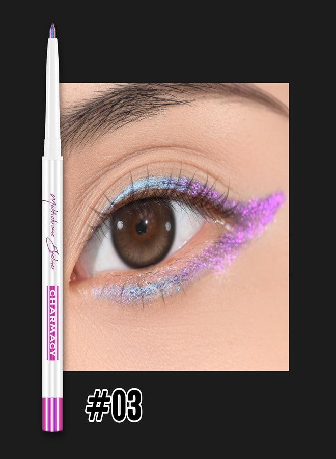 CHARMACY Chameleon Chrome Eyeliner, Multichrome Shifting Colors Metallic Glitter Eye Makeup, Waterproof Smudgeproof Gel Eyeliner, Long Lasting Wear, Vegan & Cruelty Free #03 - Image 2